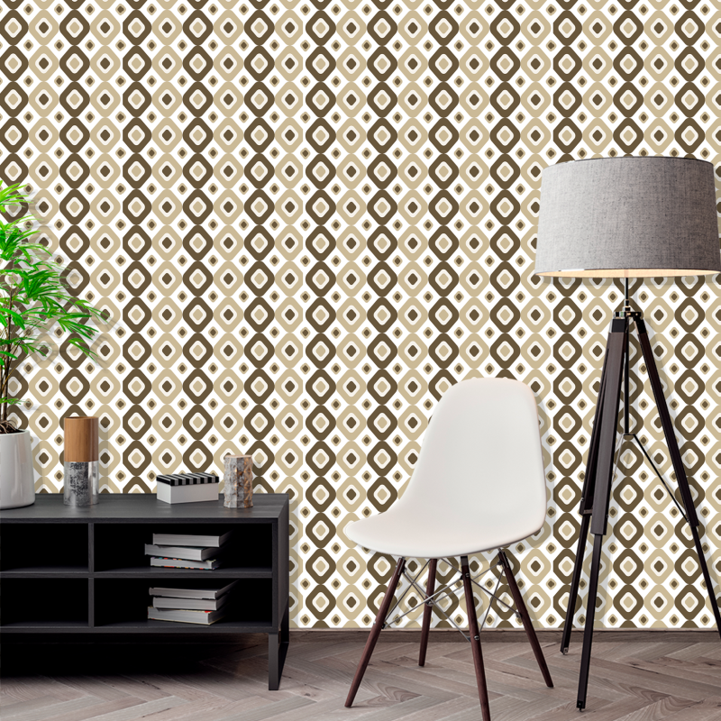 Papier Peint Géométrique Losange Marron