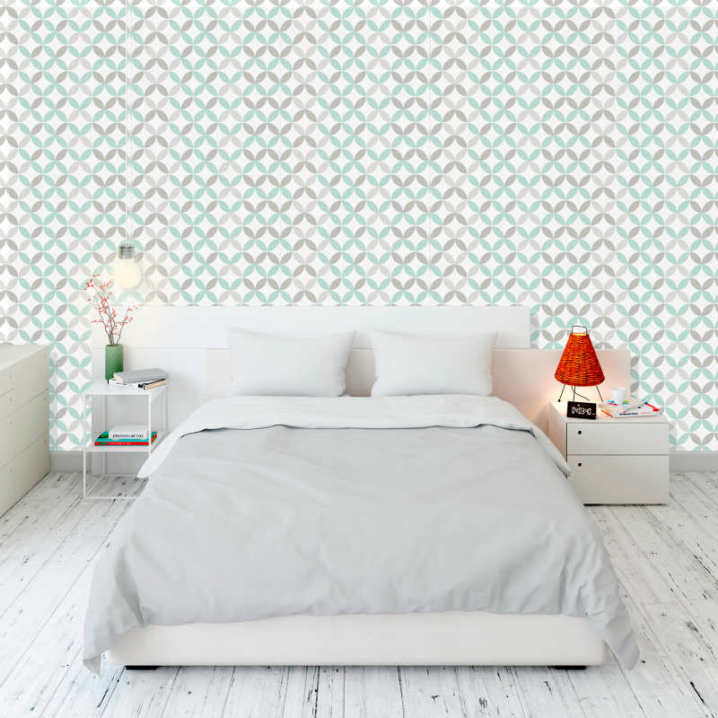 Papier Peint Géométrique Vert et Gris