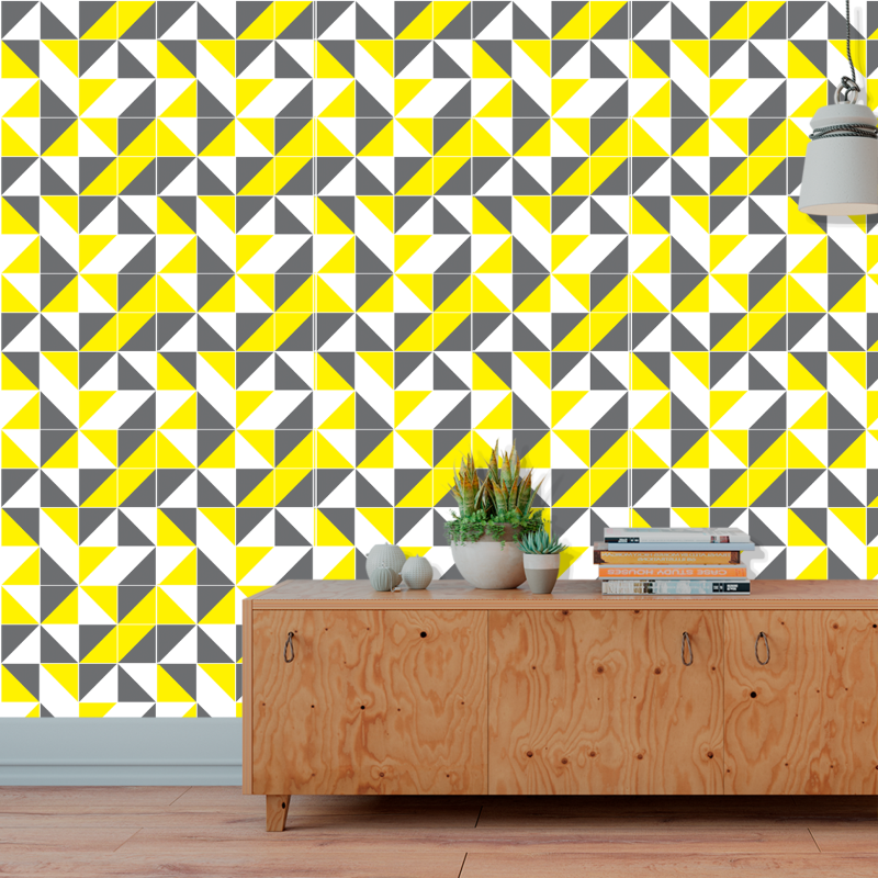 Yellow and Gray Geometric Wallpaper