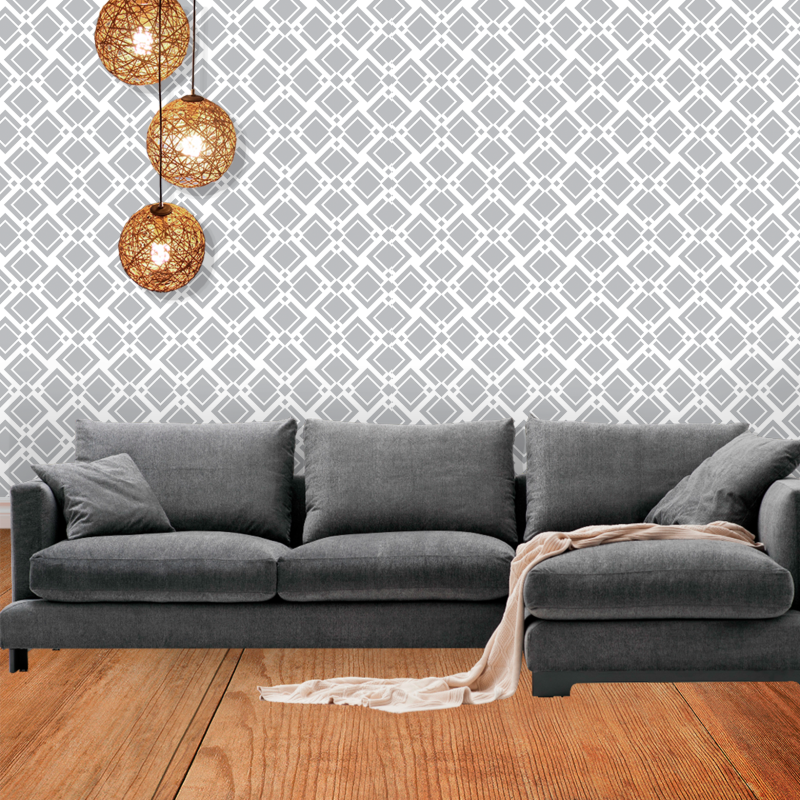 Papier Peint Géométrique Gris et Blanc