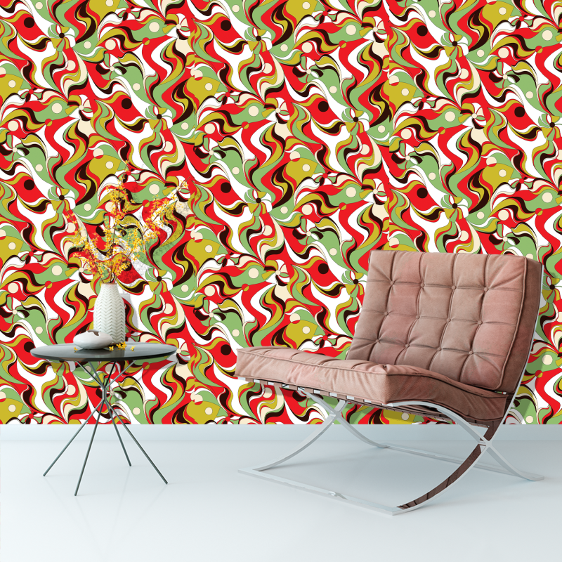 Papier Peint Géométrique Psychédélique Multicolore