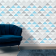 Papier Peint Géométrique Triangles Bleus