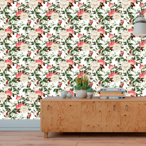 Papier peint floral roses