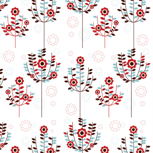 Floral Wallpaper With Red...