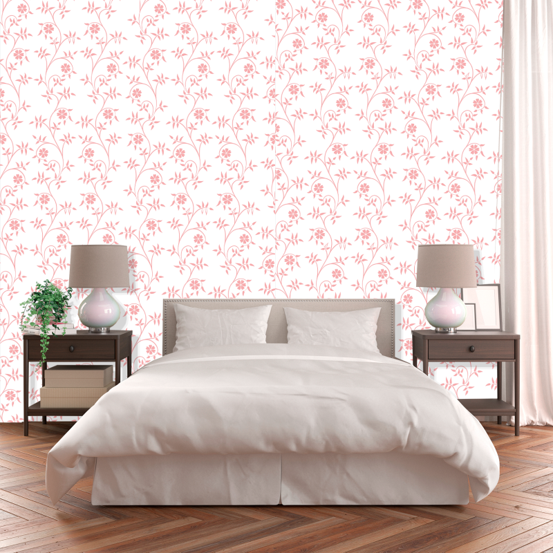 Floral Minimalist Pink Wallpaper