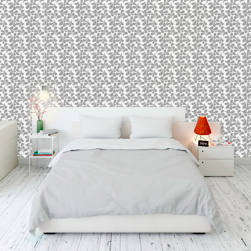 Papier peint floral minimaliste gris