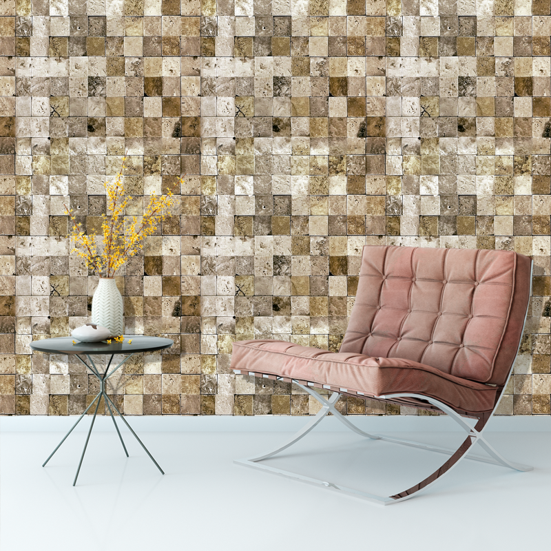 Wallpaper Piedra en cuadros café