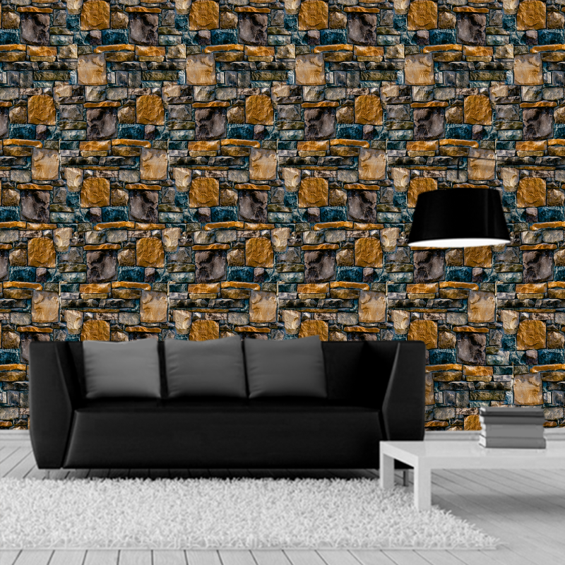 Papel Pintado Piedra Picada Oscuro Marrón Profundo