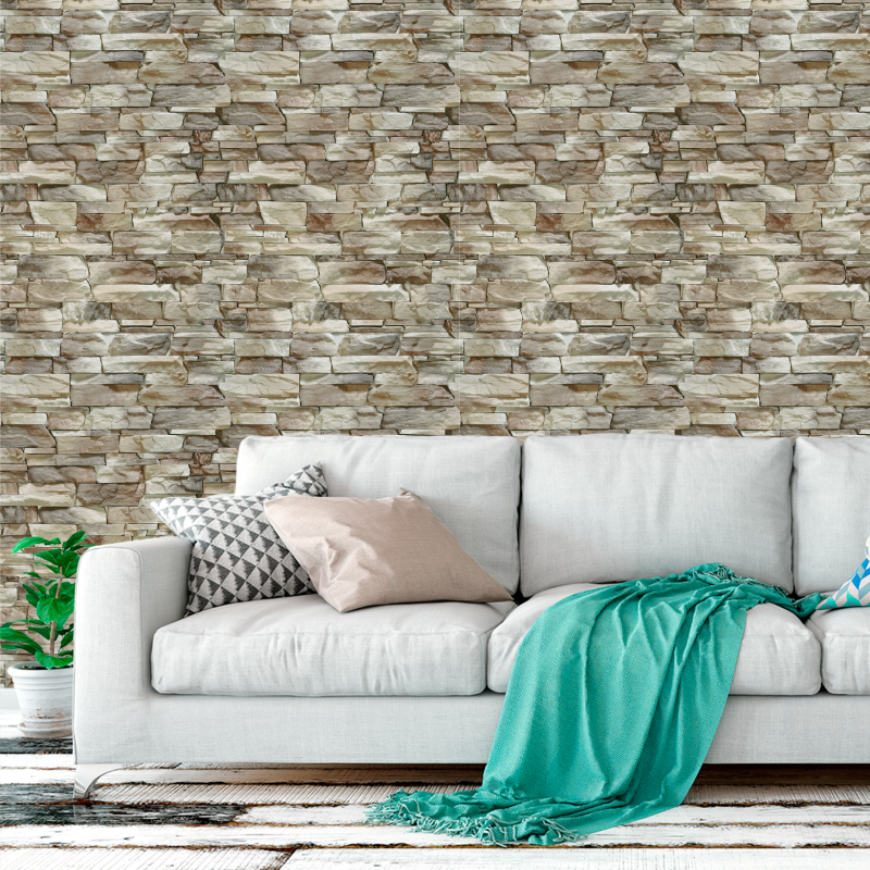 Papel Pintado Piedra Picada Clara Beige Rugoso