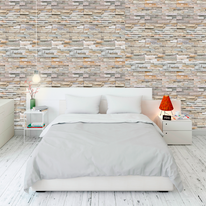 Papel Pintado Piedra Picada Clara Beige Grano Fino