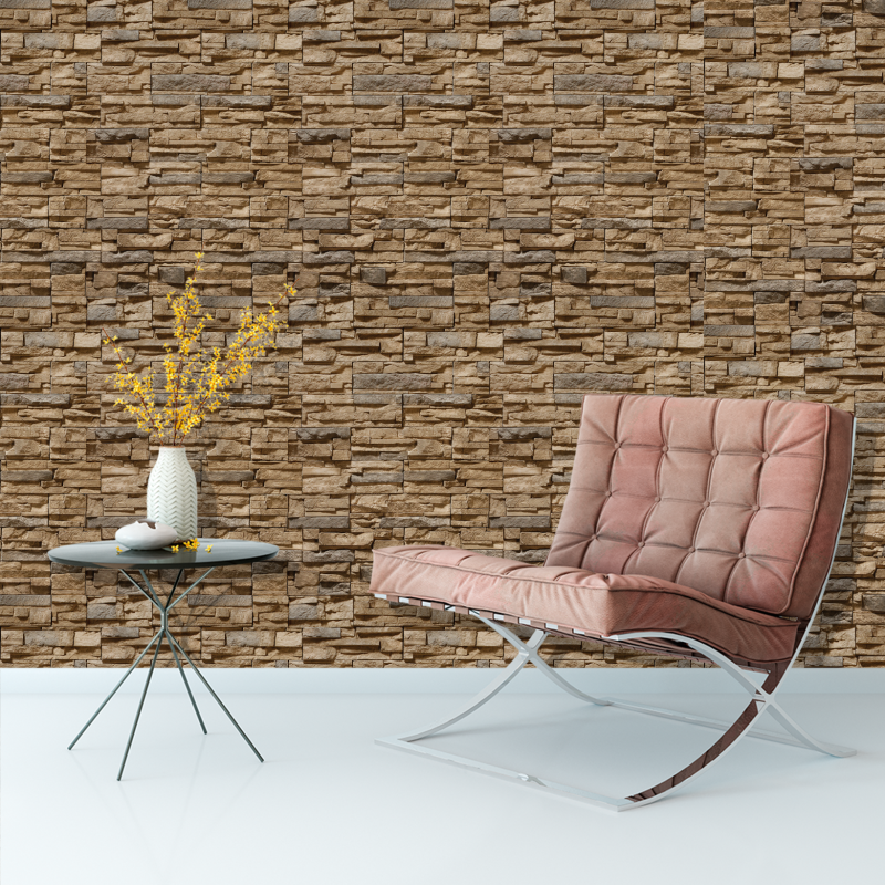 Papier Peint Pierre Concassée Foncée