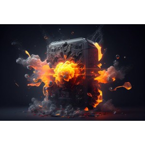 Fotomural 3D Fuego en un Cubo
