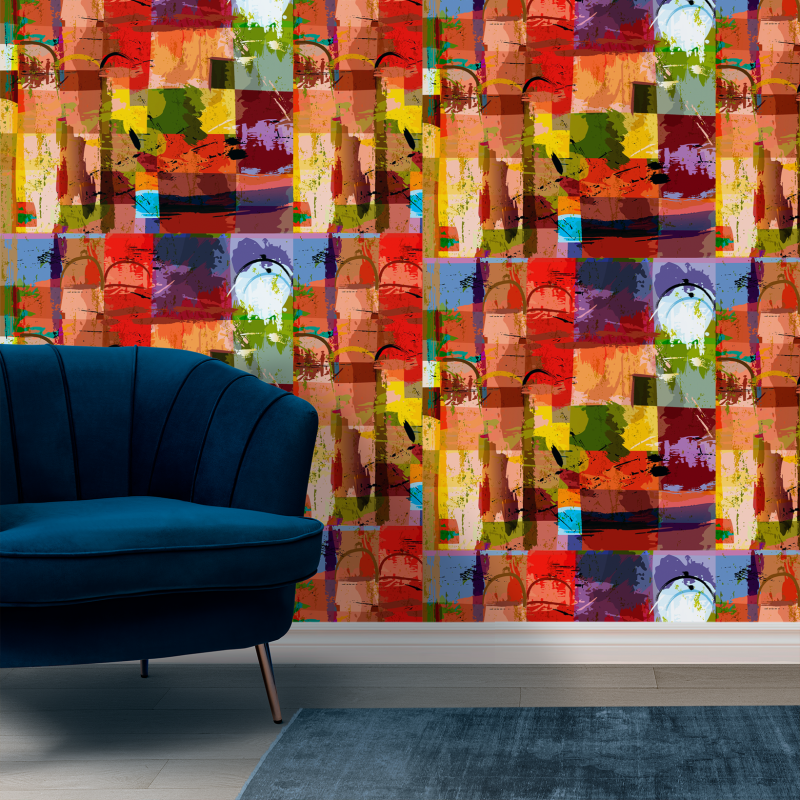 Papier peint texture taches multicolores