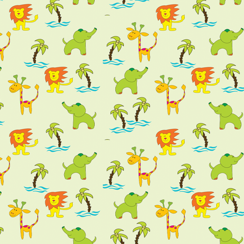 Children's Green Animal Wallpaper