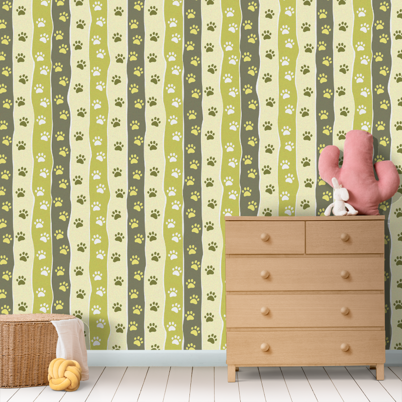 Animal Pawprint Green Wallpaper