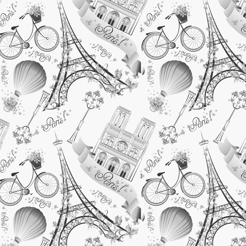 Youthful Wallpaper Paris in Black and White