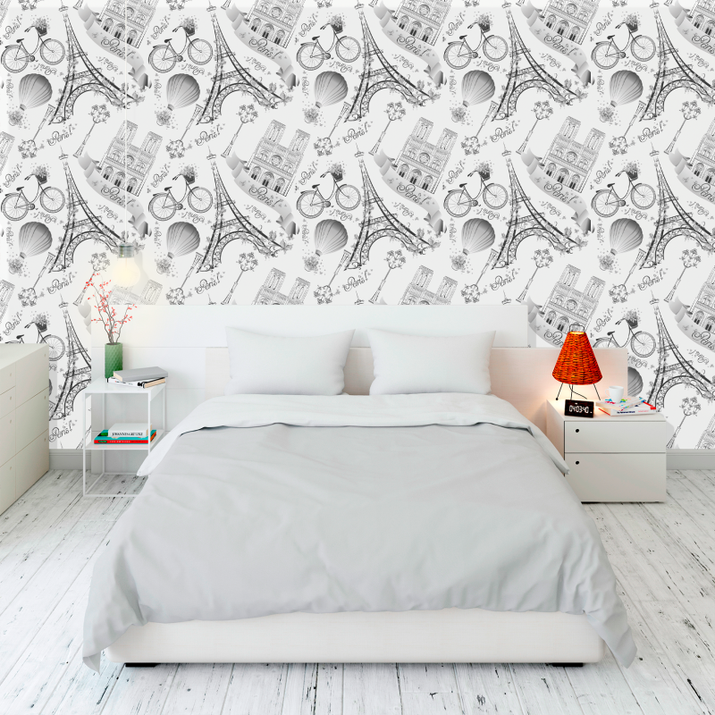 Youthful Wallpaper Paris in Black and White