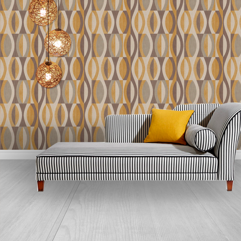 Papier peint géométrique vintage orange