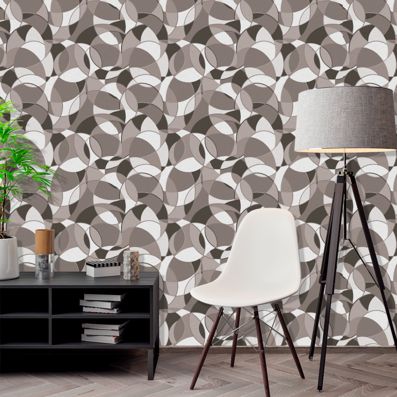 Carta da parati geometrica cerchi beige