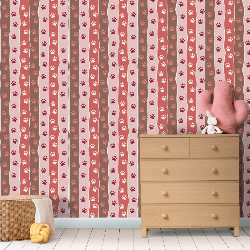 Papier Peint Animal Empreintes Rouges