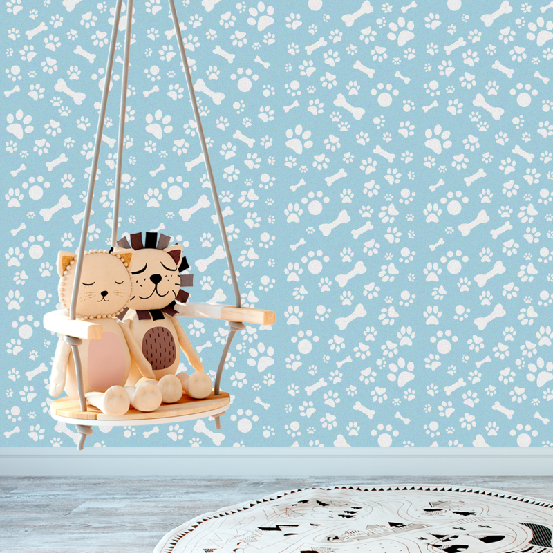 Pastel Blue Animal Pawprint Wallpaper