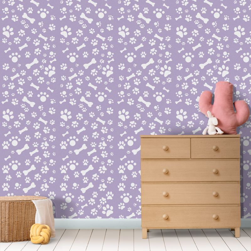 Papier peint animal empreintes lilas