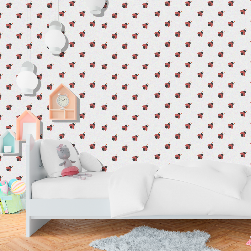 Animal Wallpaper with Beetles on a White Background