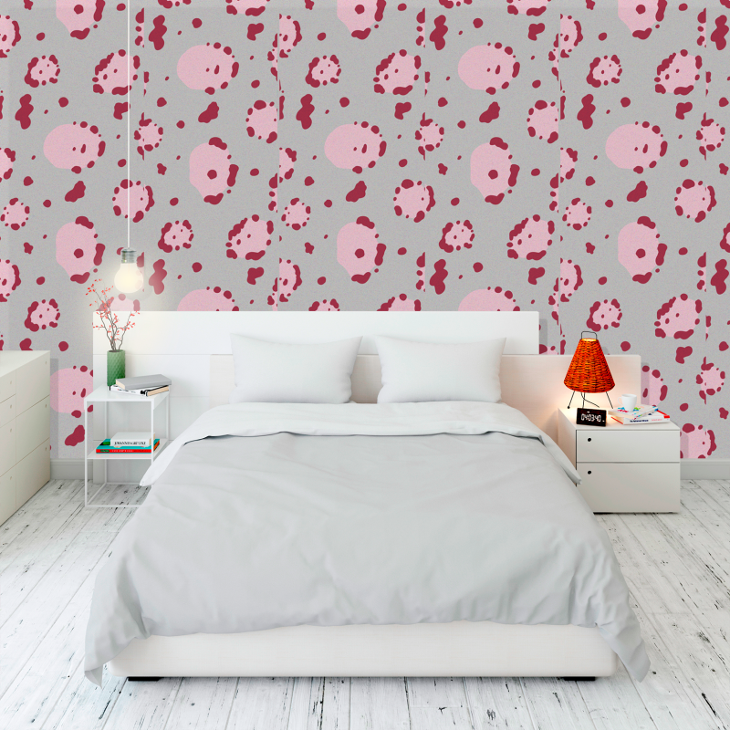 Papel Pintado Textura Animal Gris y Rosa