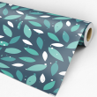 Carta da Parati Floreale Foglie Blu
