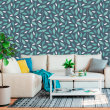 Floral Wallpaper Blue Leaves