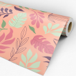 Papier peint floral tropical rose