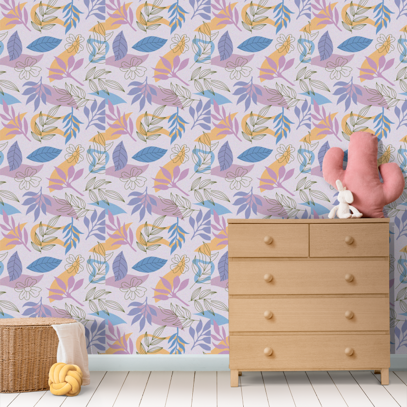 Lilac Tropical Floral Wallpaper