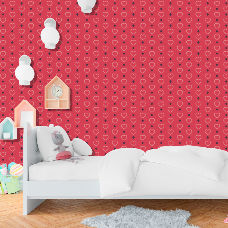 Papier peint Jeune avec des Cœurs Rouges