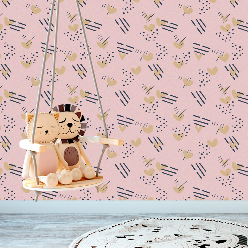 Youthful Wallpaper Abstract Hearts Pink