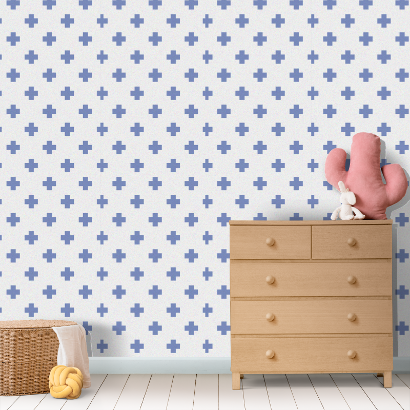 Geometrische blaues Kreuz Tapete