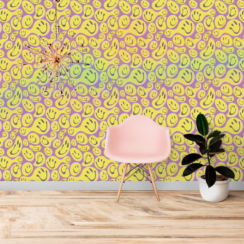 Juvenile Psychedelic Faces Purple Wallpaper