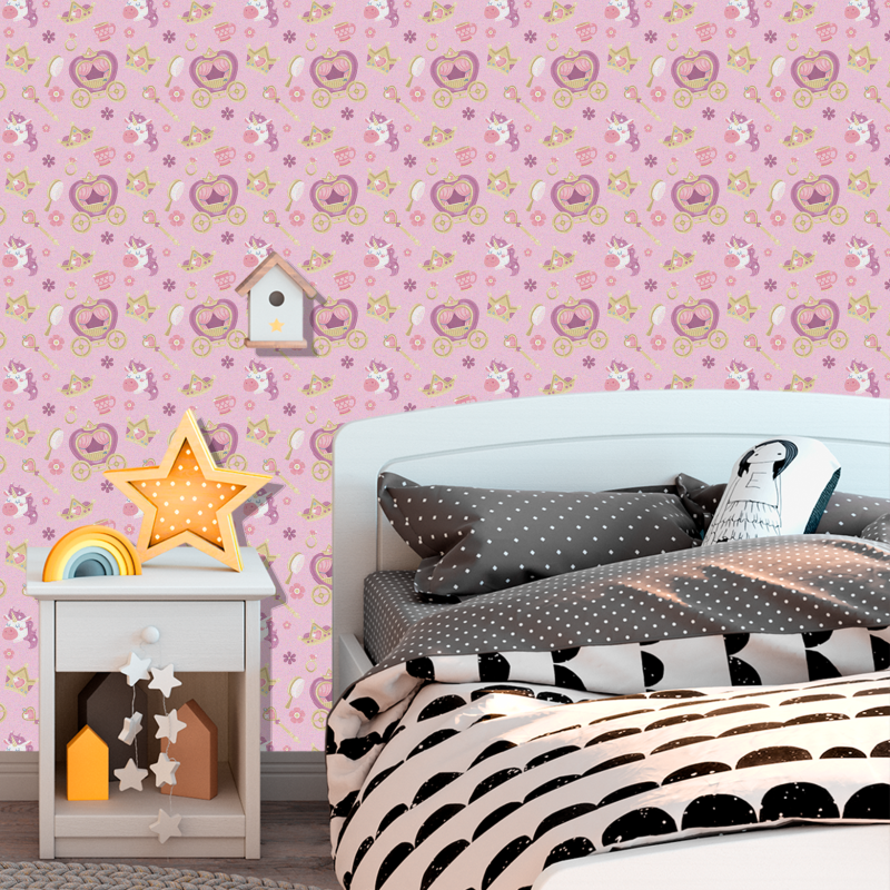 Papel Pintado Infantil Princesas y Unicornios Mágico